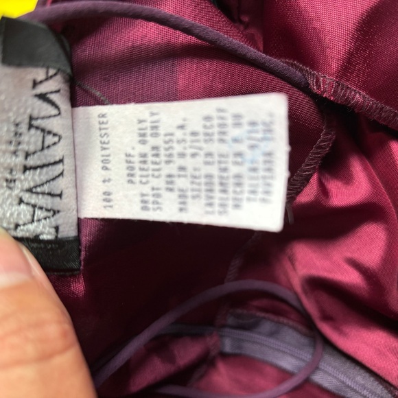 Vintage 90s Dark Purple Metallic Babydoll Sleeveless Cocktail Dress - Picture 4 of 13